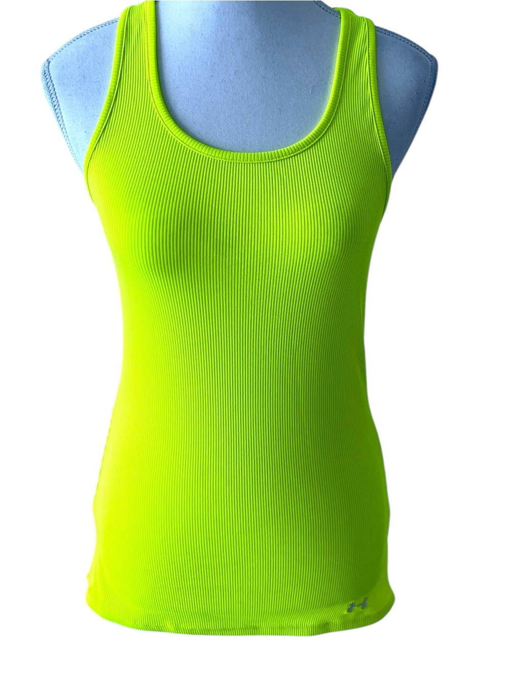 Under Armour Heatgear Neon Yellow Ribbed Round Neck Racerback Tank Size Small